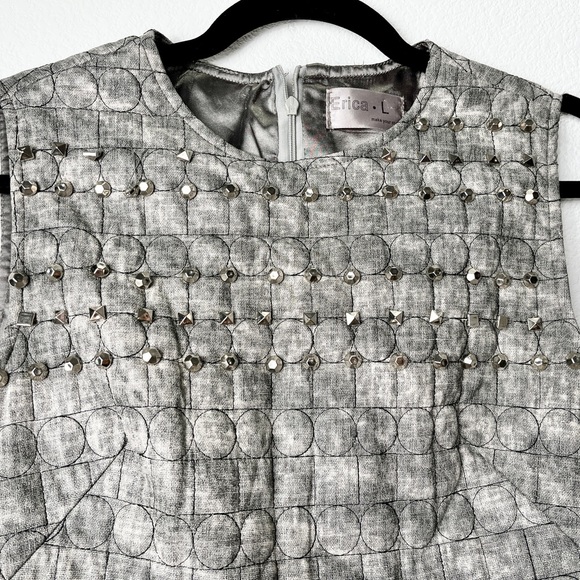 Erica Women’s Grey Quilted/ Studded/ Office Dress Large.. good condition. - Picture 3 of 11